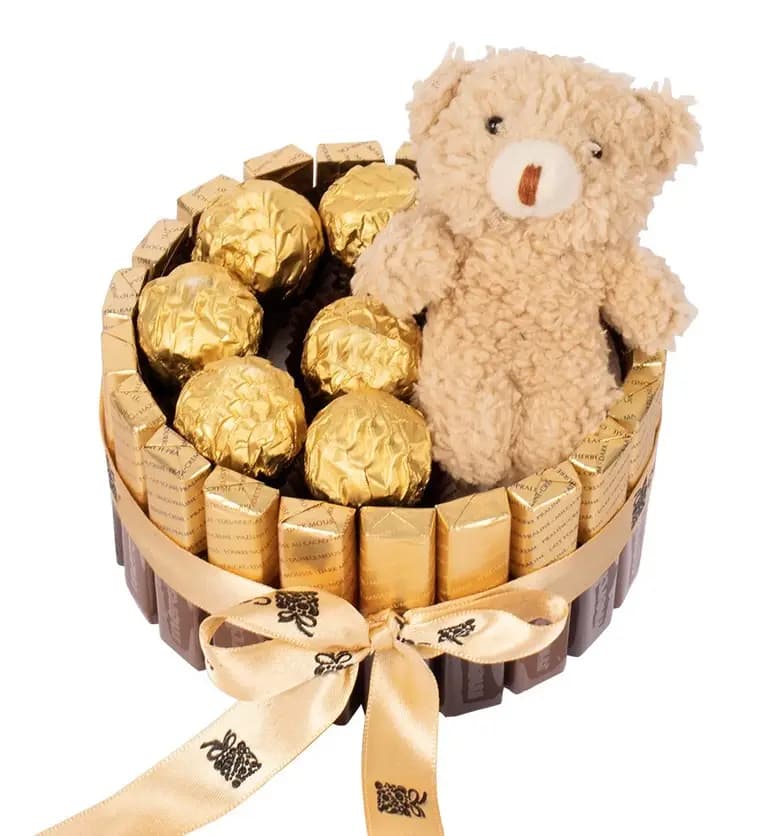 Tekirdağ Merci Kaplı Ferrero Peluşlu Gold Fındıklı Çikolata Siparişi