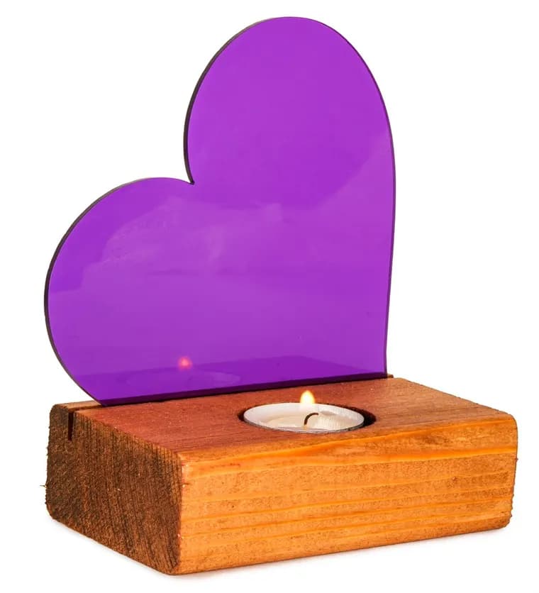 Çankırı çiçek siparişi: Mor Kalpli Pleksi Küçük Tealight Mum